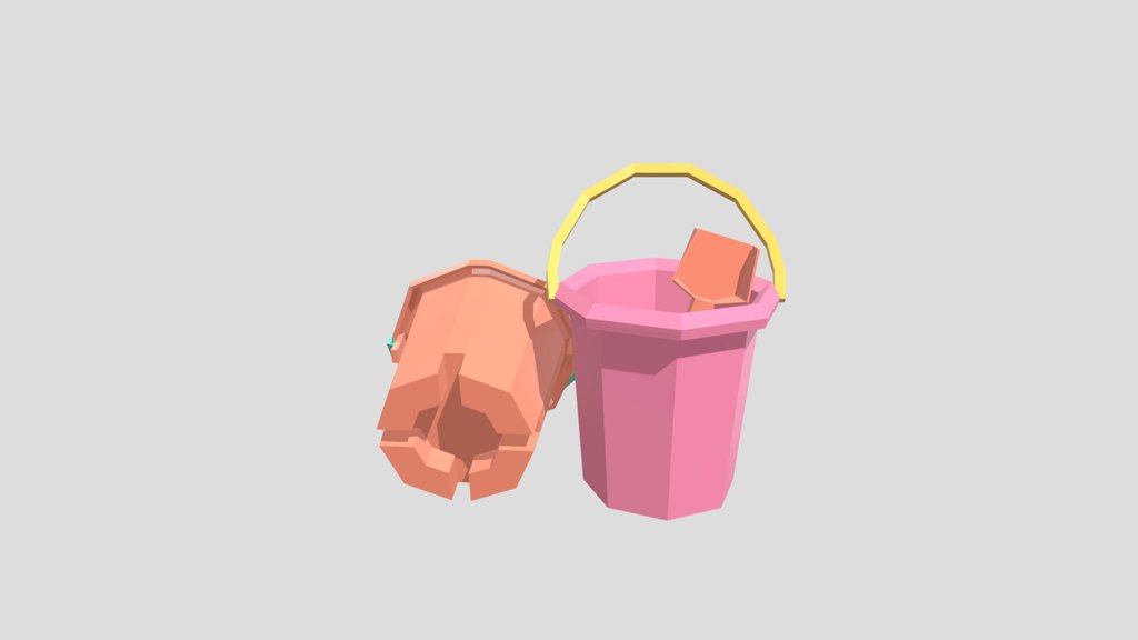 Lowpoly Buckets And Shovel