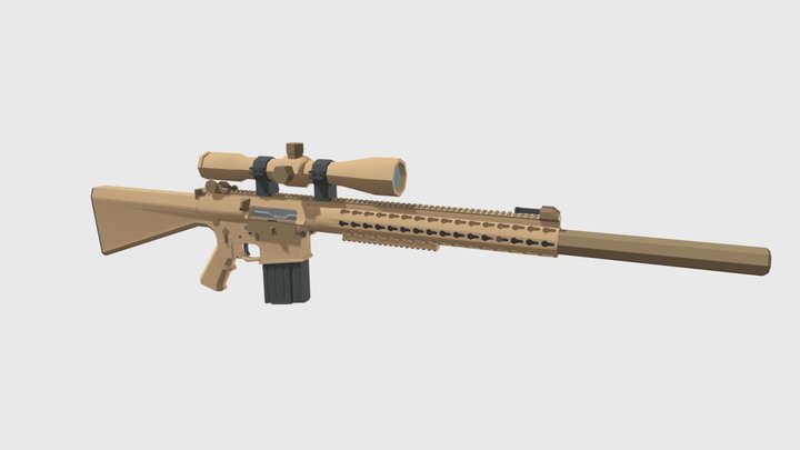 Low Poly M110 SASS Rifle 3D Model