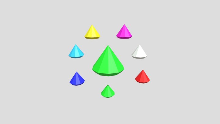 Master And Chaos Emeralds 3D Model