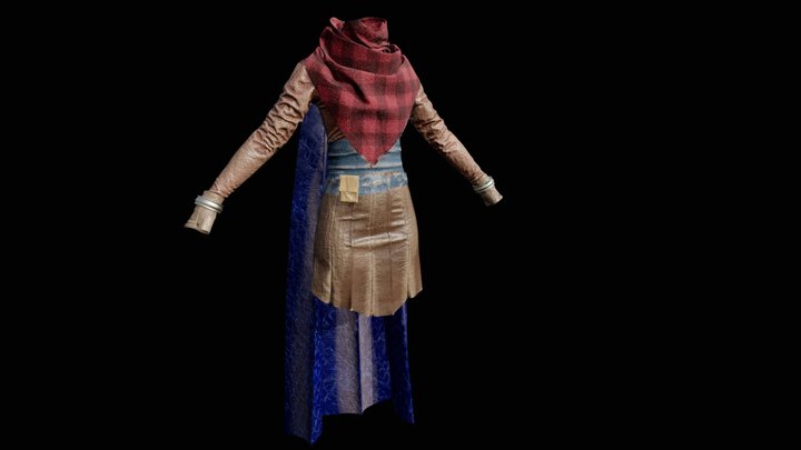 Fantasy Woman Cloth 3D Model + 75 Cloth Brushes 3D Model