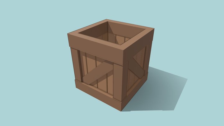 Wooden Box Low Poly Model 3D Model