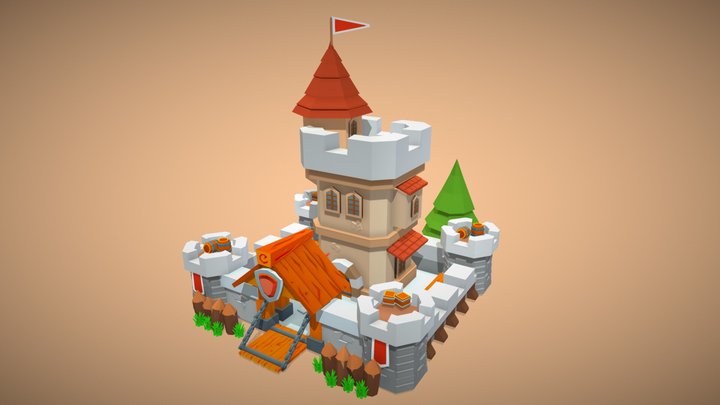 Low Poly Castle 3D Model