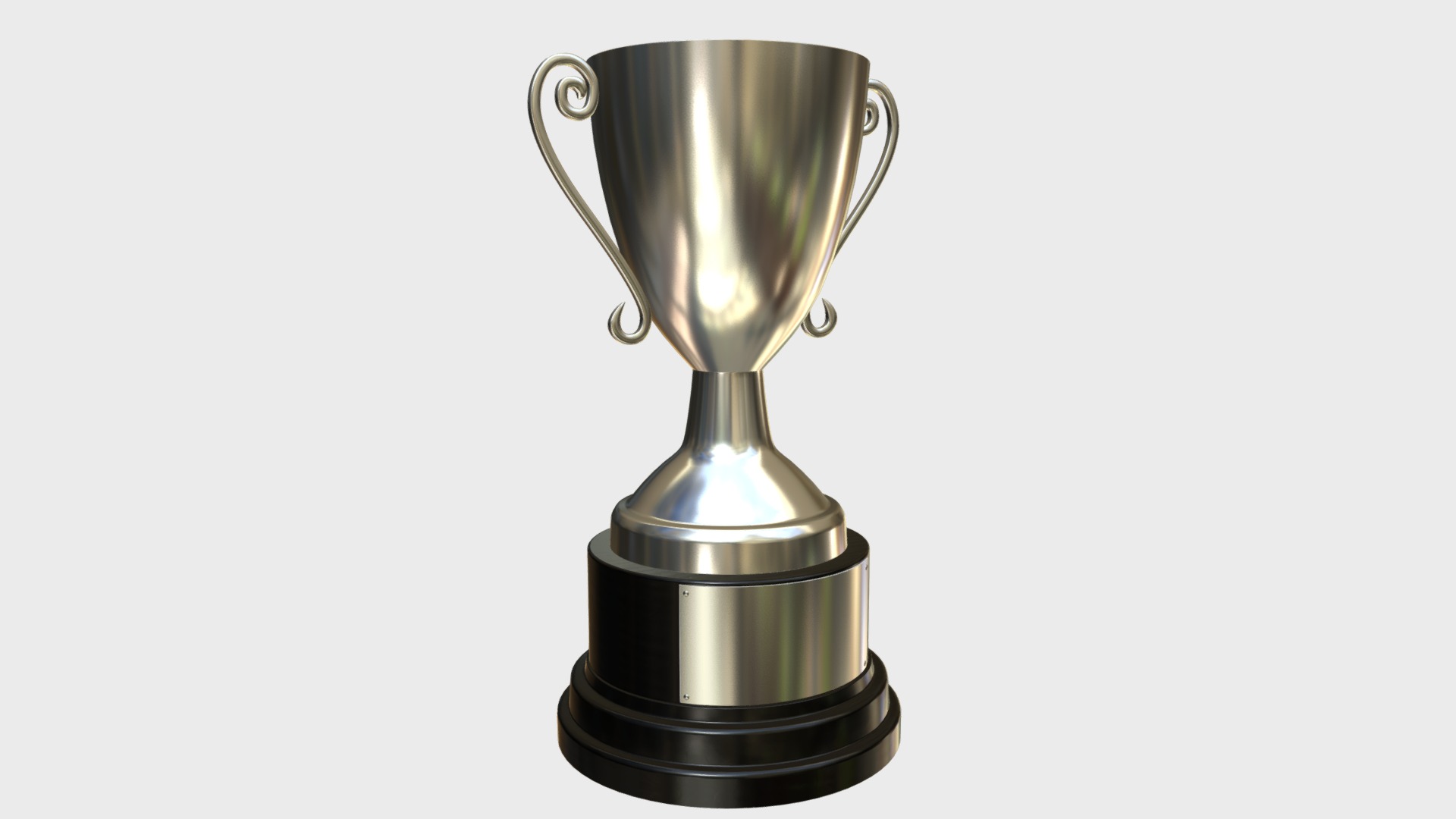 3D model Silver trophy cup - This is a 3D model of the Silver trophy cup. The 3D model is about a silver and gold trophy.