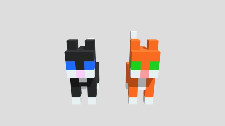 Two Kittens | MagicaVoxel 3D Model