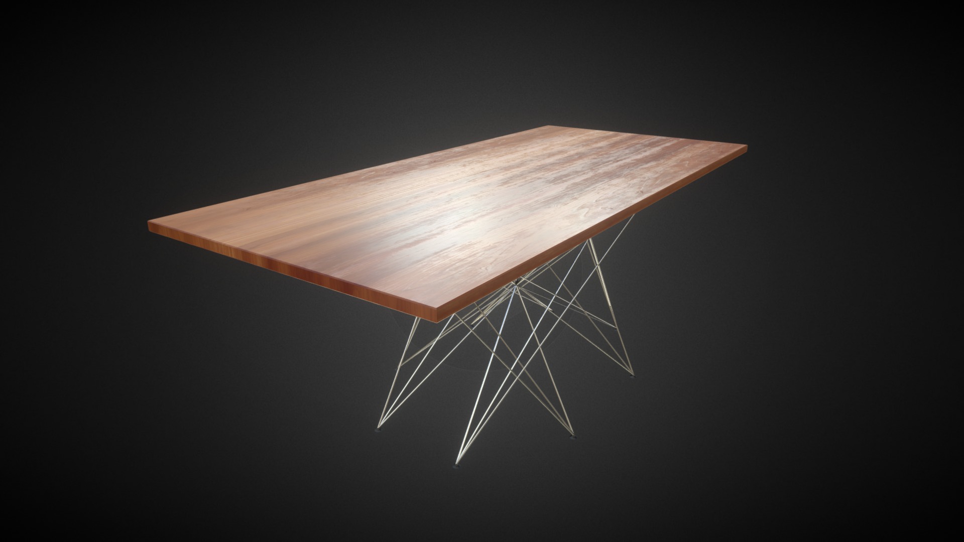 3D model Table001 - This is a 3D model of the Table001. The 3D model is about a wooden table with a metal frame.