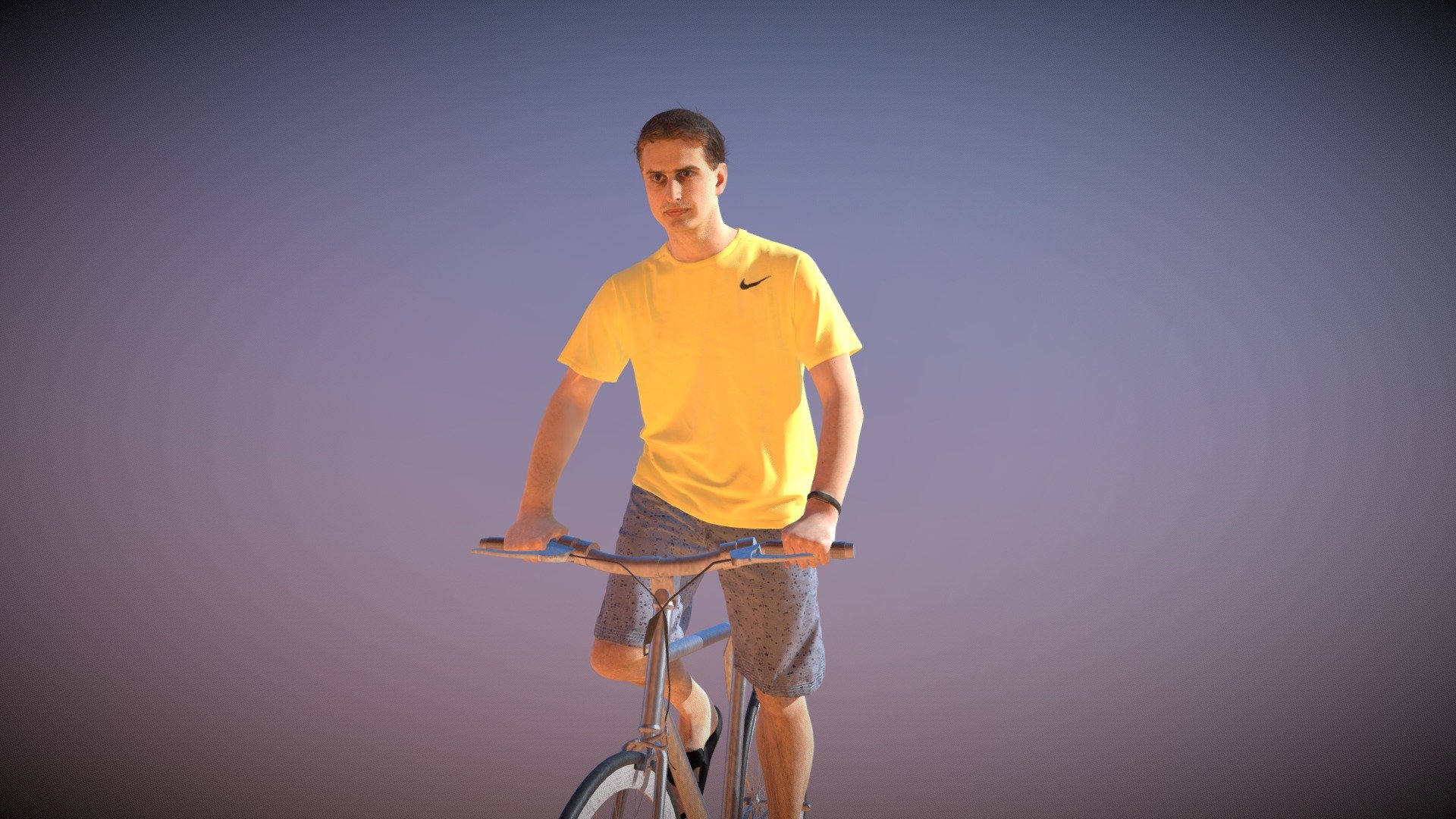 Casual Man Summer Radim Riding a Bike in Shorts