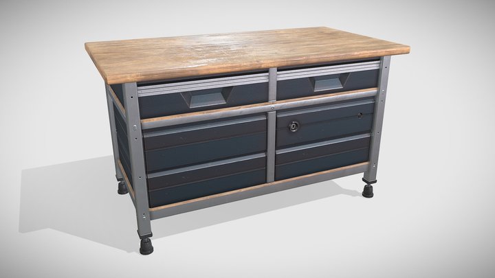Modular Workbench Table 3D Model