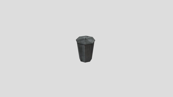 Trash Can LowPoly PSX Style 3D Model