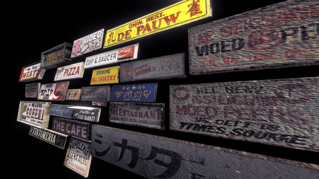 Japanese Old Street Signs (gameready)