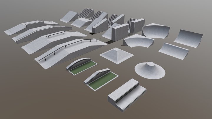 Modular Skatepark Asset 3D Model