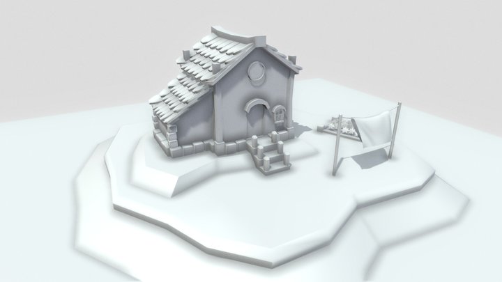 Cute House in an island 3D Model