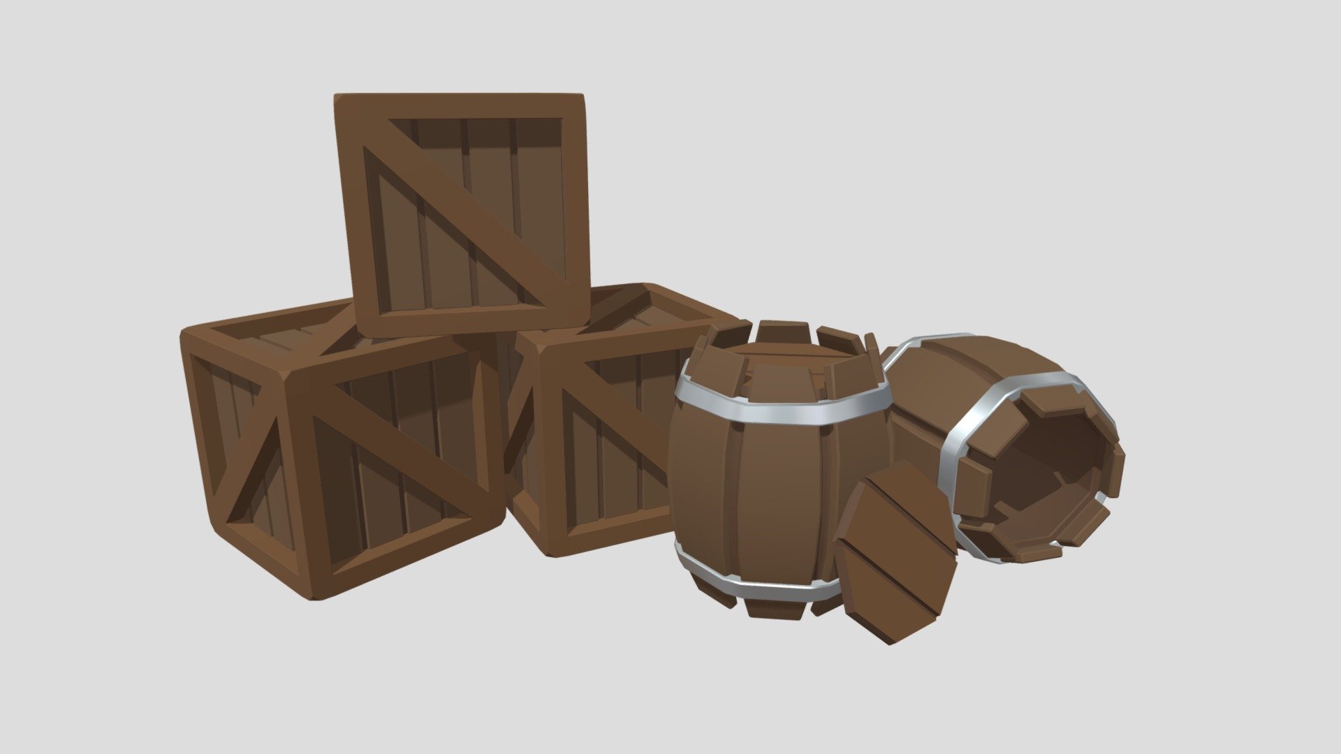 Wooden Crates + Barrels