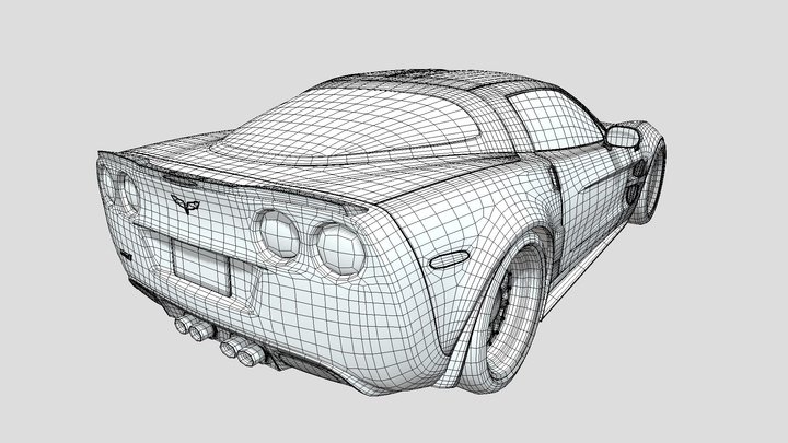 Wireframe Corvette C6 3D Model