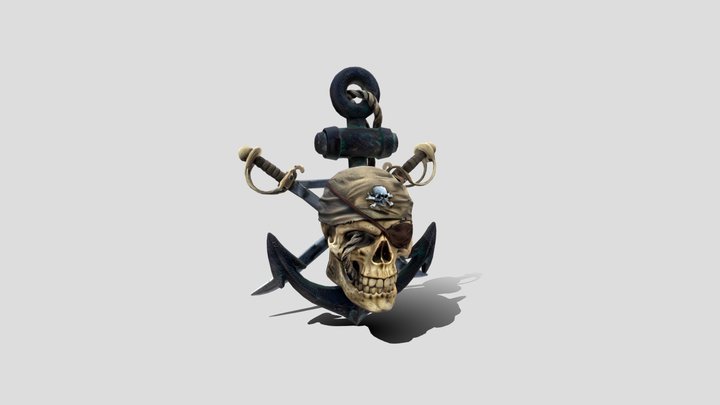 Weapon with skull head Logo 3d model free – Gratis 3D-model STL
