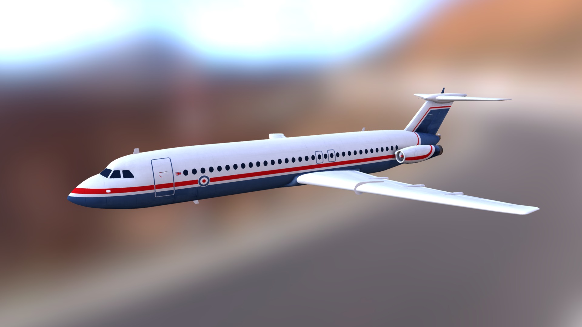 3D model British Aircraft Corp 500 - This is a 3D model of the British Aircraft Corp 500. The 3D model is about a plane flying in the sky.