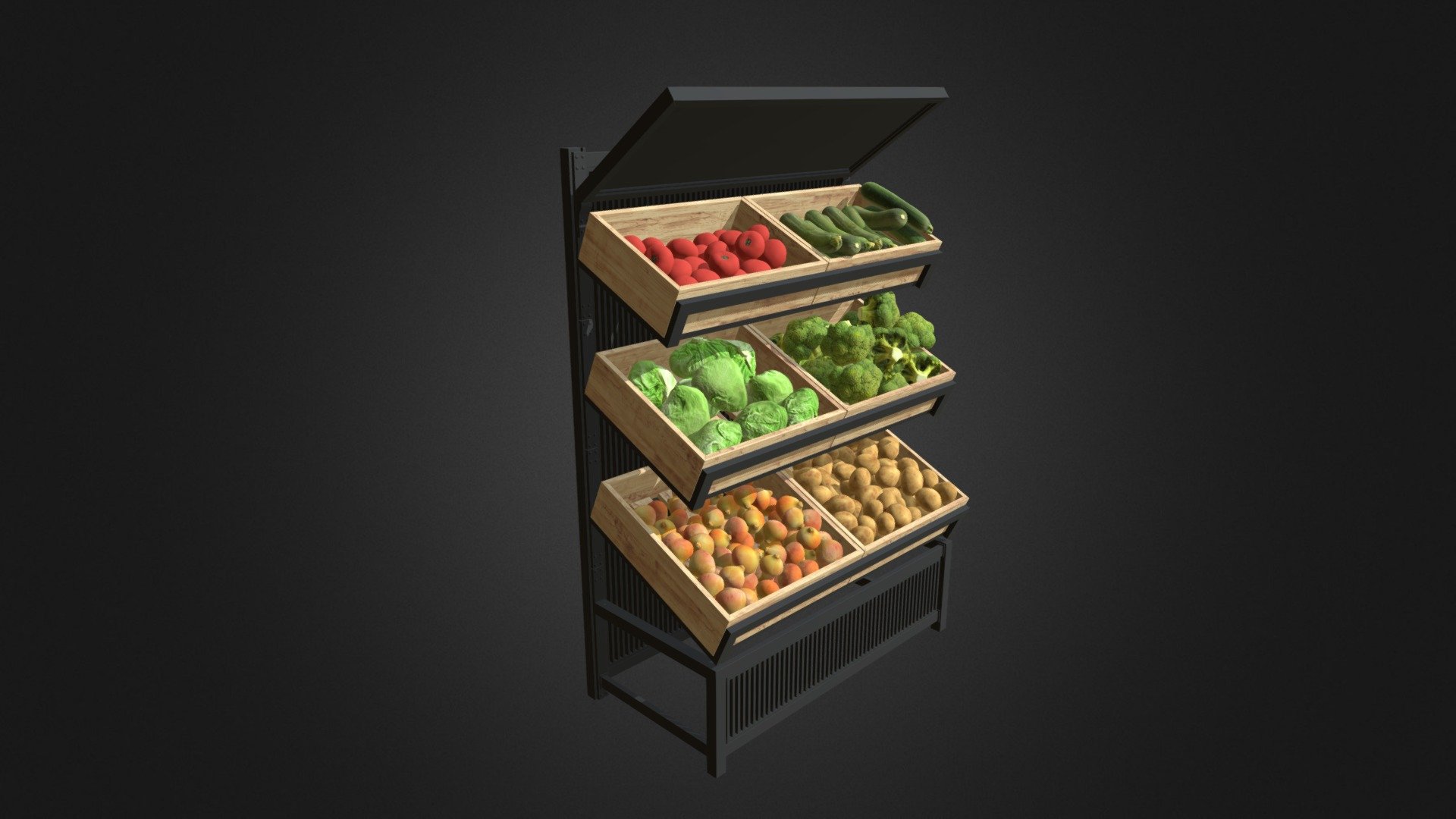 Market Shelf Vegetables Buy Royalty Free 3D model by cgaxis