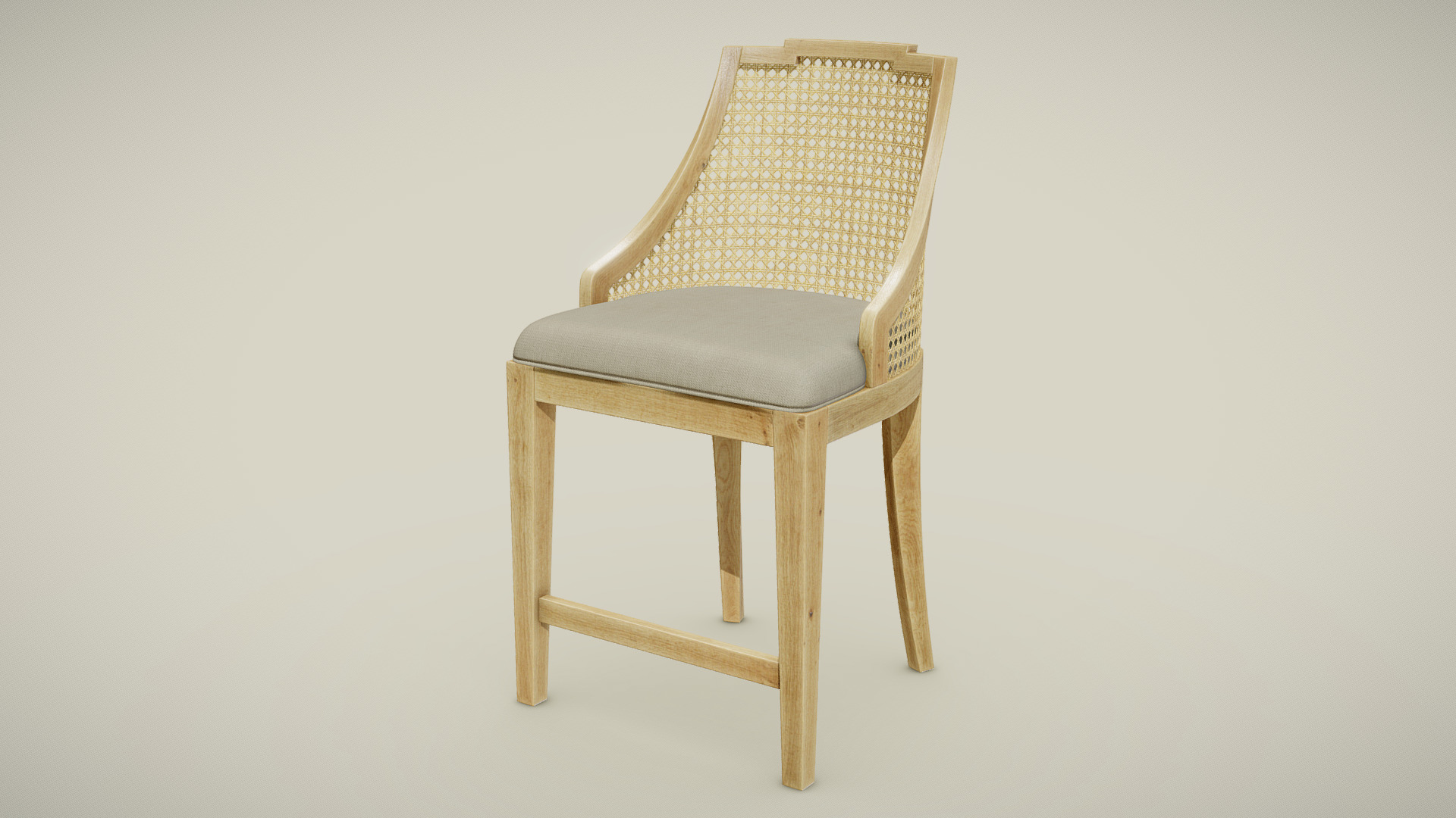 3D model Cane Back Chair 2 - This is a 3D model of the Cane Back Chair 2. The 3D model is about a chair with a cushion.