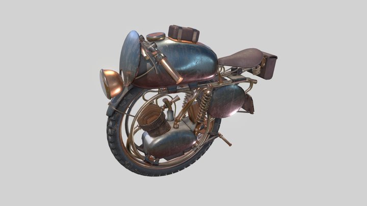 Copper Wheel Monobike #MonoBikeChallenge 3D Model