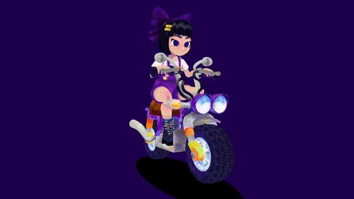 Girl in Scooter 3D Model