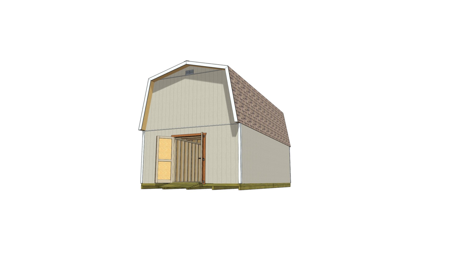 16x30 Barn Shed Plans Landscape - 3D model by shedking [1068757 ...