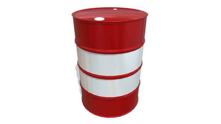 Red Barrel Drum Low Poly 3D Model