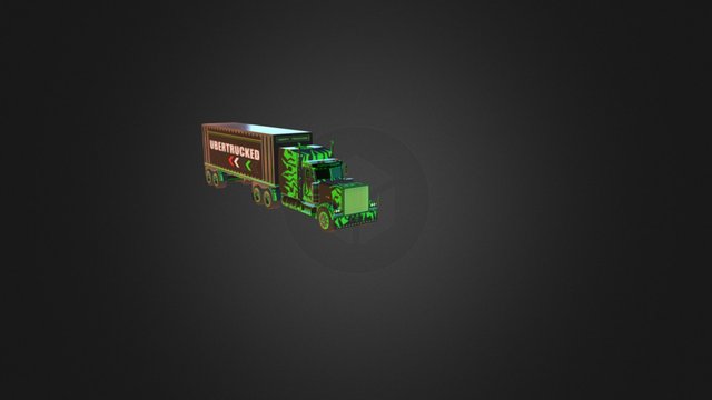 UberTrucked Green Frieghtliner 3D Model