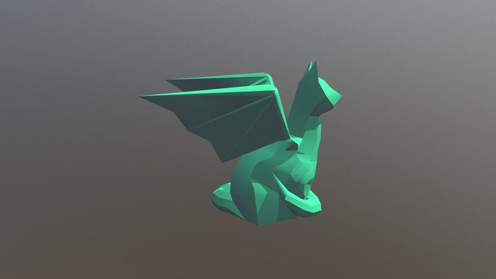 Cat Dragon Statue 3D Model