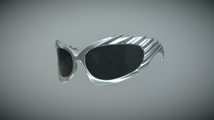 Balenciaga Spike Rectangle Sunglasses 3D Model
