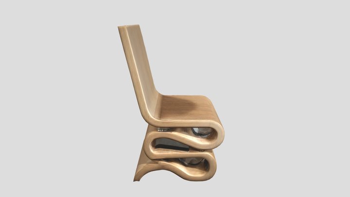 Curved Cardboard Chair 3D Model