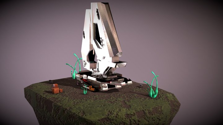 Final Diorama: Battle-Scarred Alien Structure 3D Model