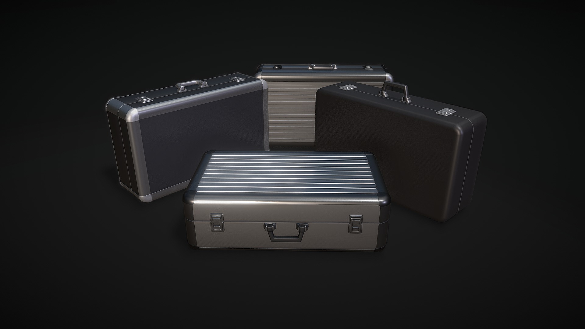 3D model Two Types of Metal ( Aluminum ) Briefcases - This is a 3D model of the Two Types of Metal ( Aluminum ) Briefcases. The 3D model is about a group of suitcases.