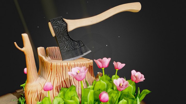 Stylized PBR Axe 3D Model