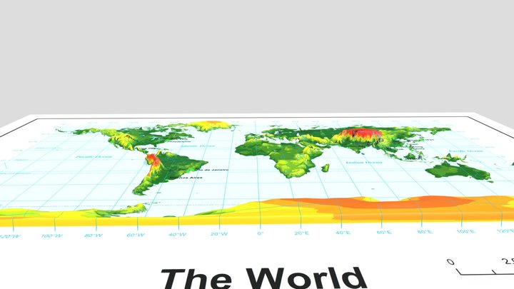 三维世界地形模型 world in 3D 3D Model