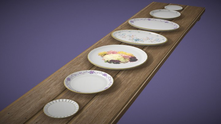 Porcelain Plate Set 3D Model
