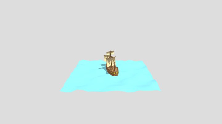 Low Poly Pirate Ship 3D Model
