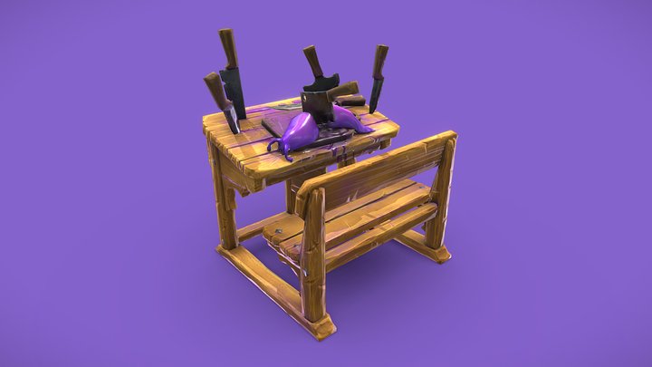 Slug butchery desk 3D Model