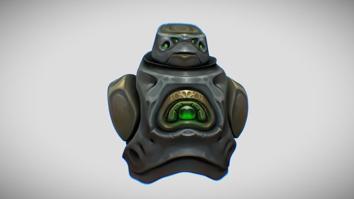 Hand-Painted Emerald Golem Torso 3D Model