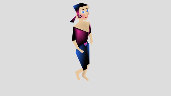 low poly doll walking [224 tri, No textures] 3D Model