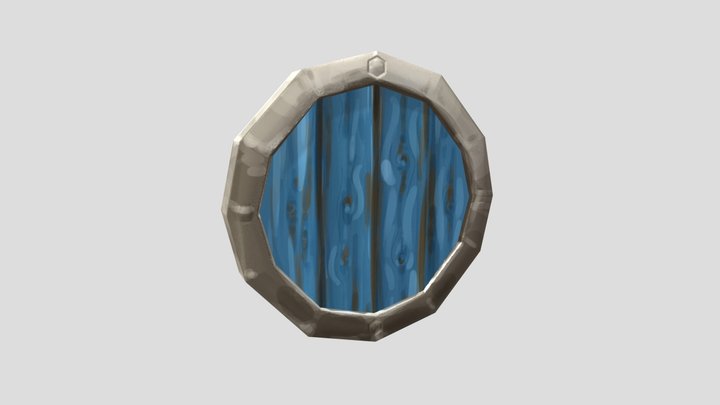 Lowpoly Blue Shield 3D Model