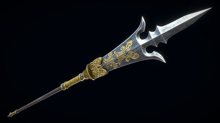 Chinese Trident Spear 3D Model