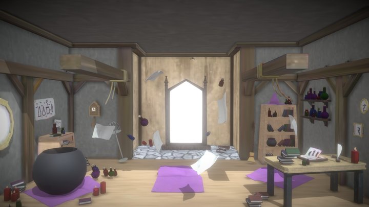 wizard apprentice room with portal open 3D Model