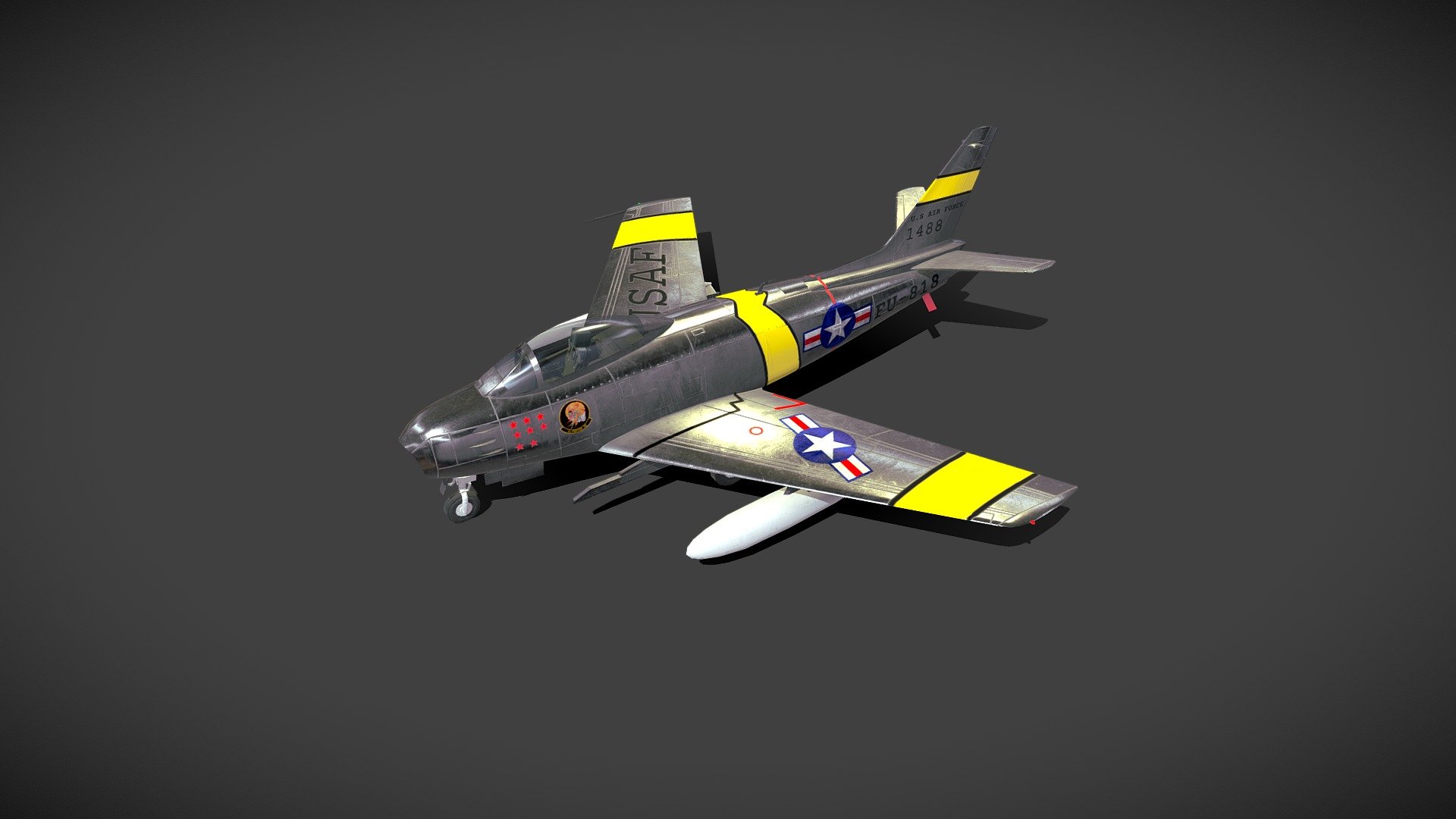 North American F-86 Sabre Low-poly PBR - 3D model by MaX3Dd (@MaX3Dd)  [1093e74], image size:1920x1080