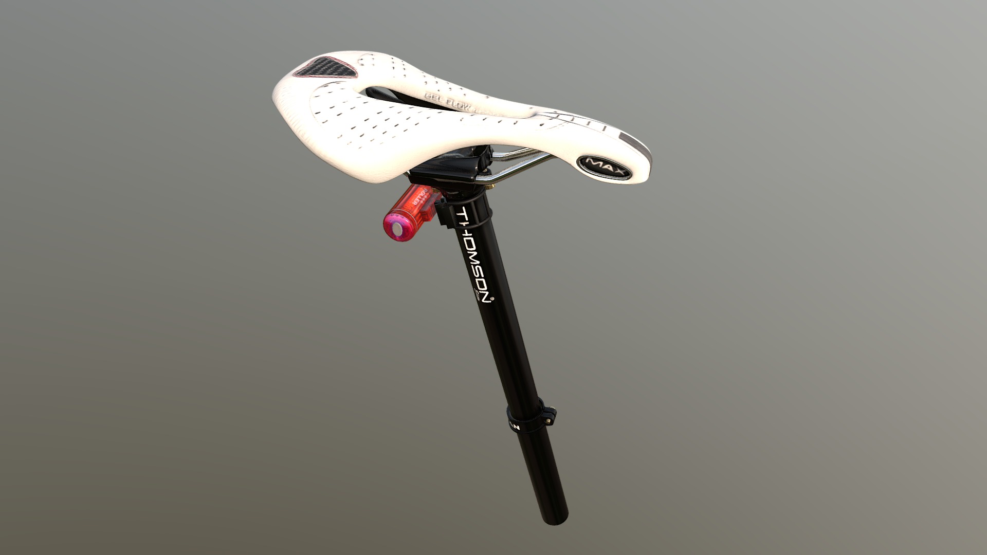 3D model Thomson Elite+Selle Italia MAX FLITE Gel Flow - This is a 3D model of the Thomson Elite+Selle Italia MAX FLITE Gel Flow. The 3D model is about a small white and black drone.