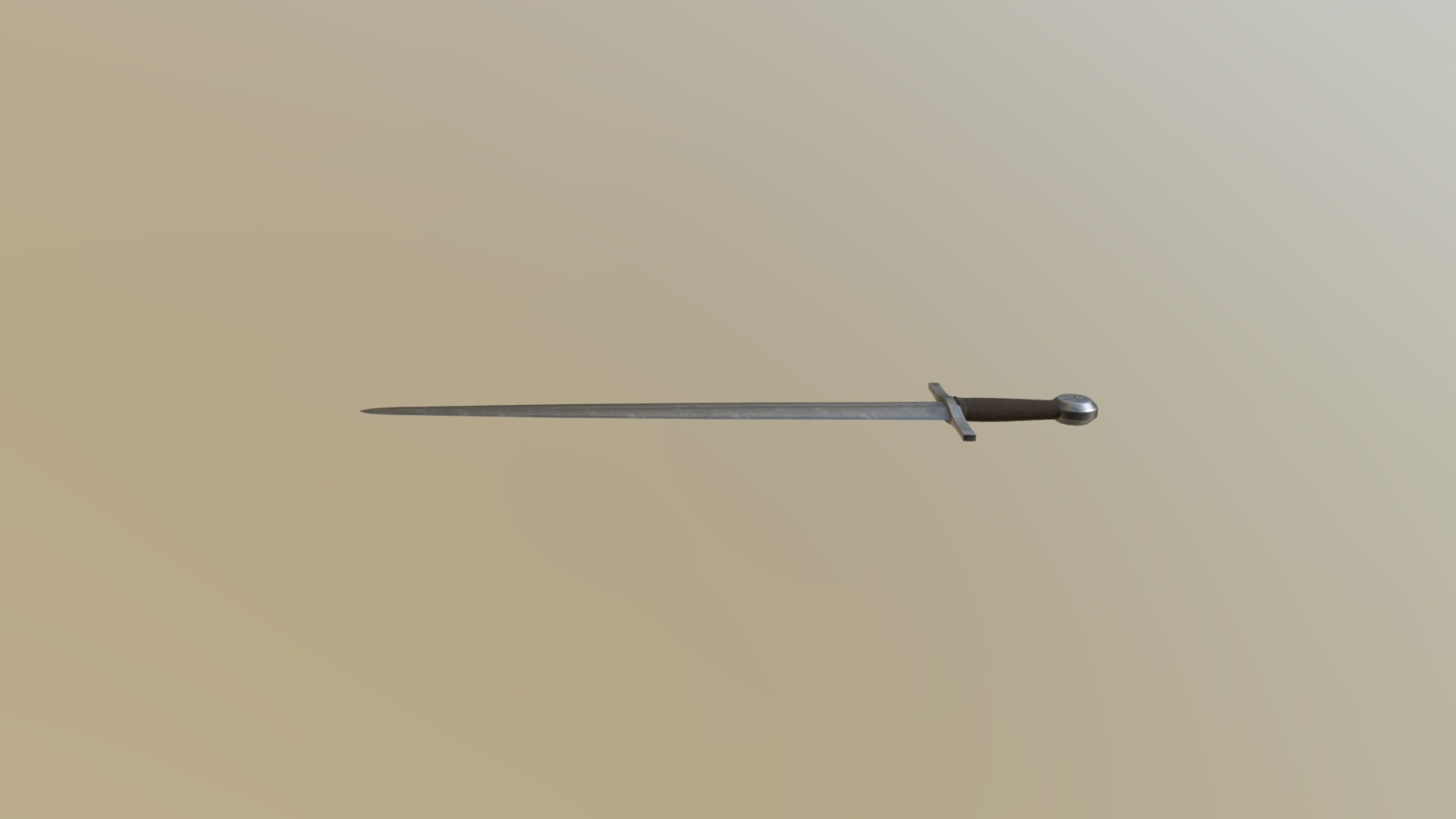 3D model Short sword - This is a 3D model of the Short sword. The 3D model is about a silver sword with a long handle.