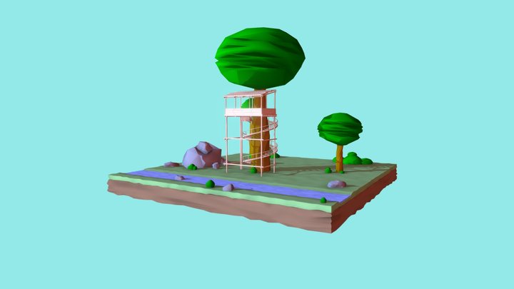 Low Poly Tree House 3D Model
