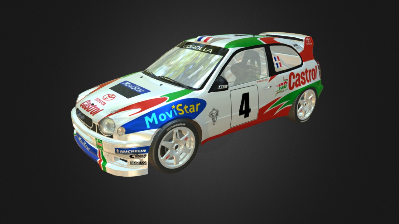 3D model Toyota Corolla WRC (Low Poly) - This is a 3D model of the Toyota Corolla WRC (Low Poly). The 3D model is about a race car with logos on it.