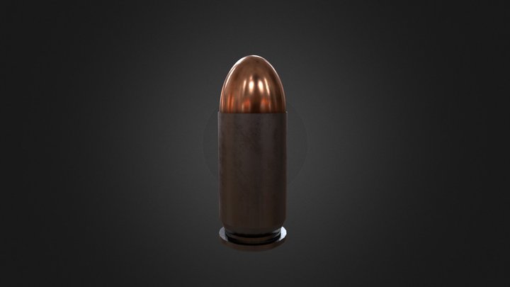 45 ACP Cartridge (Steel Case) 3D Model