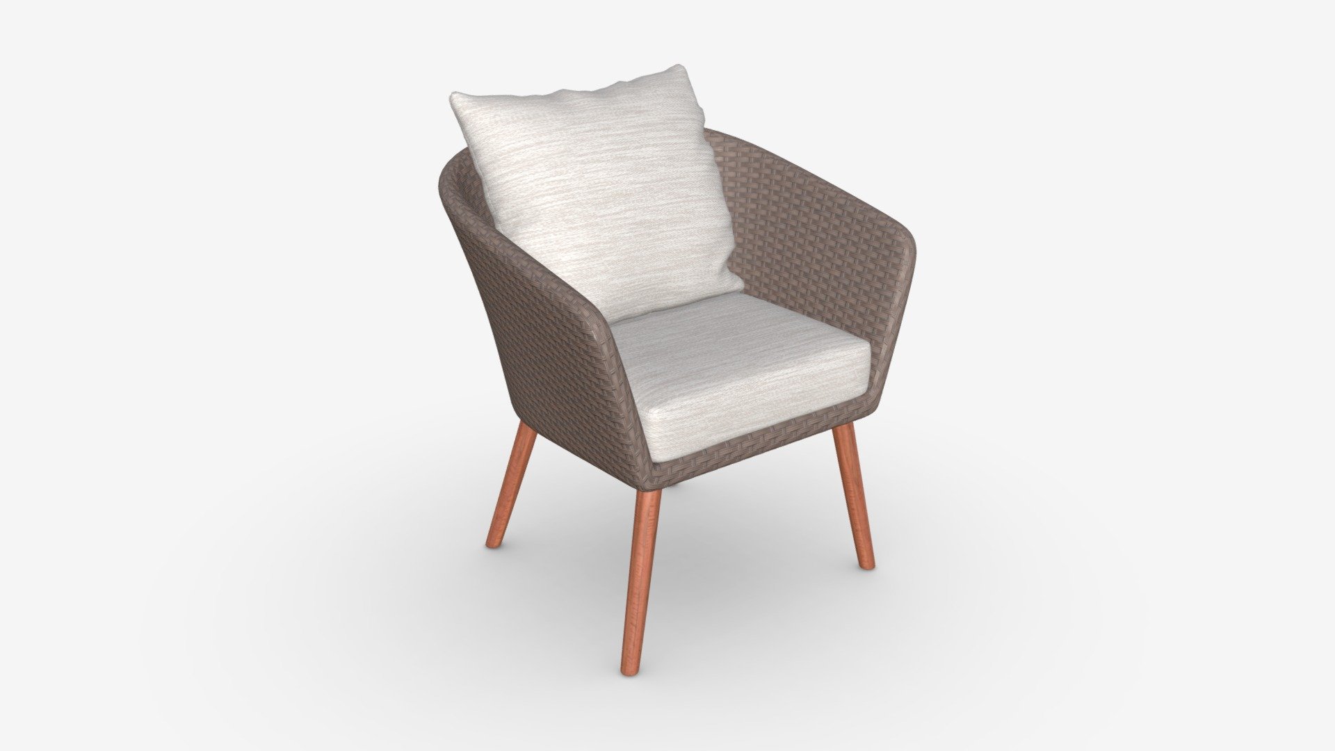 Brown wicker chair with cushions Buy Royalty Free 3D model by HQ3DMOD
