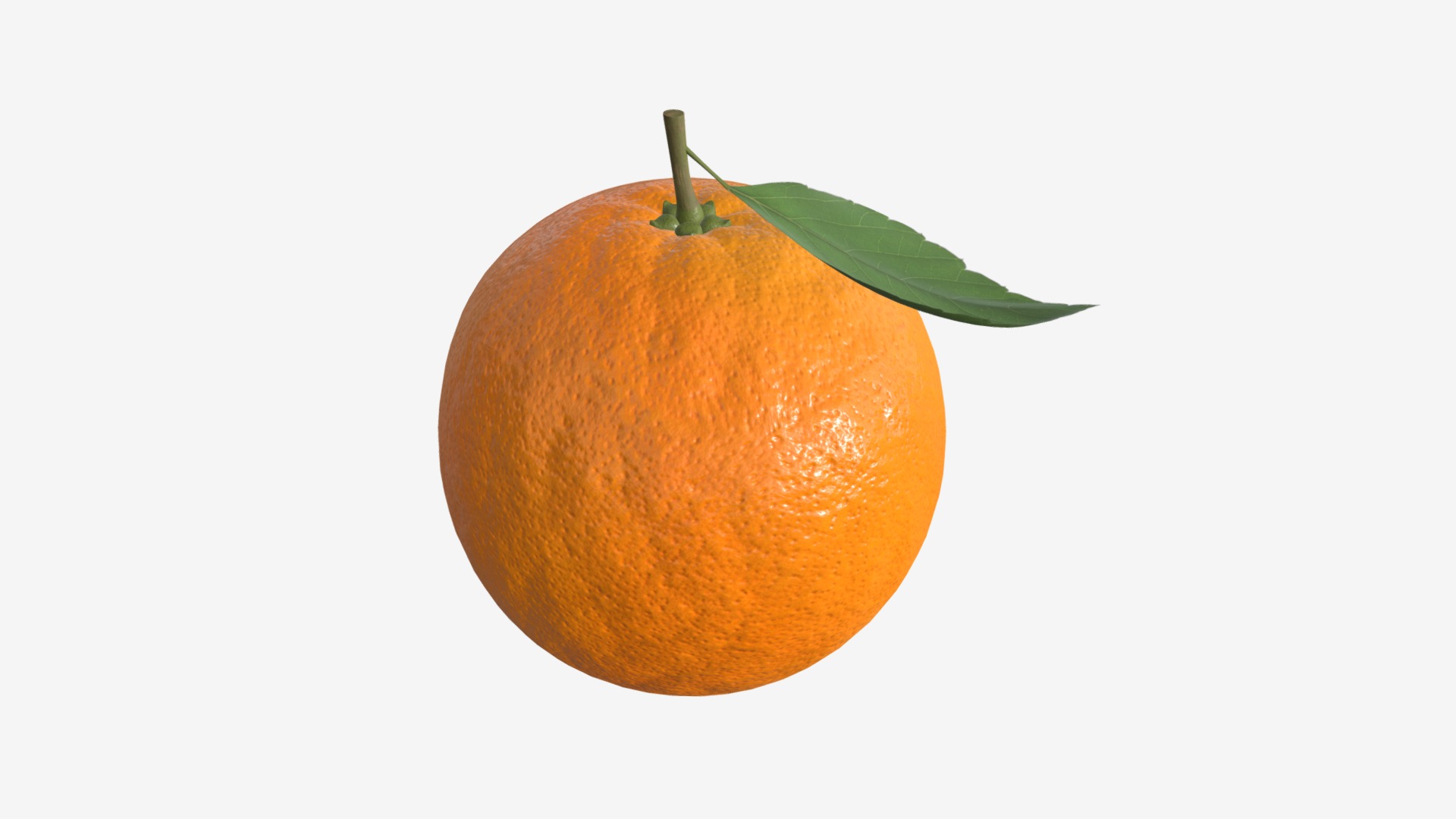 3D model Orange with leaf - This is a 3D model of the Orange with leaf. The 3D model is about an orange with a green leaf.