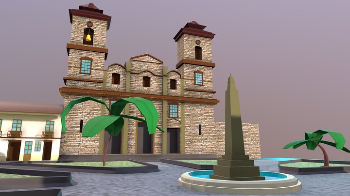 PLAZA COMUNEROS ZIPAQUIRA EN LOW POLY 3D Model